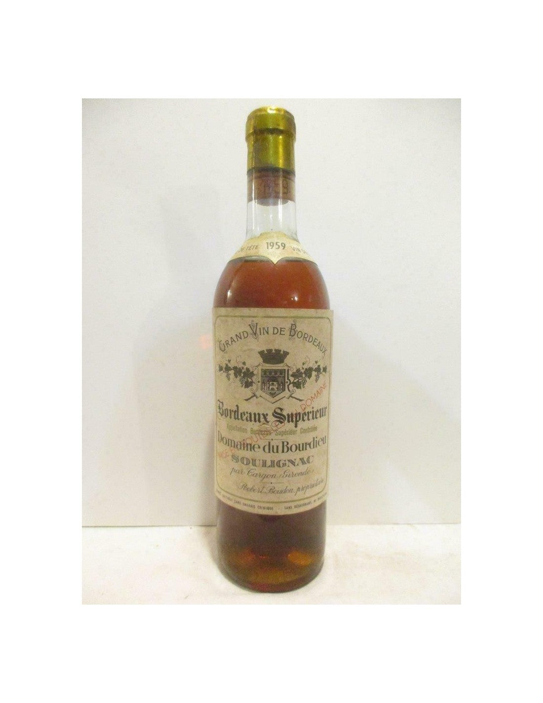 1959 - bordeaux supérieur - domaine du bourdieu soulignac crème de tête - liquoreux - bordeaux - Just Wines 