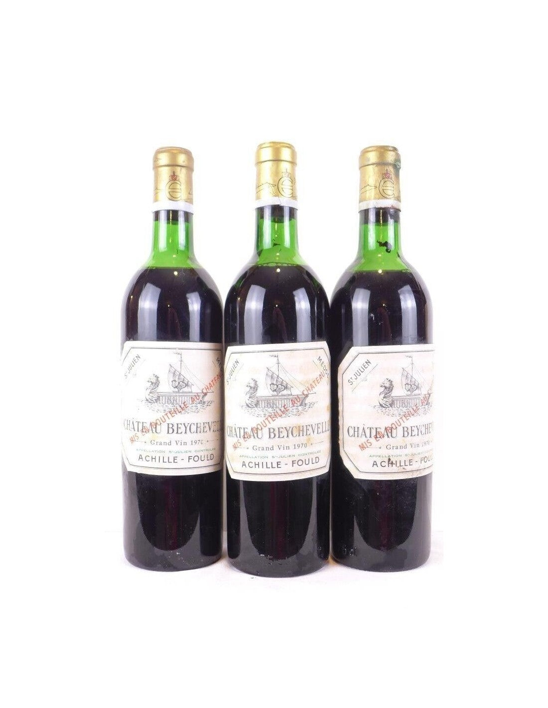 1970 - saint-julien - château beychevelle grand cru classé lot de 3 bouteilles - rouge - bordeaux - Just Wines 