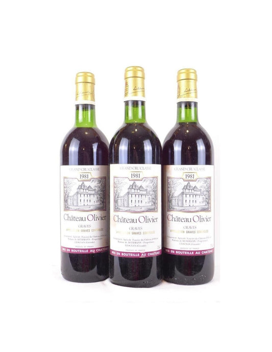 1981 - graves - château olivier grand cru classé lot de 3 bouteilles - rouge - bordeaux - Just Wines 