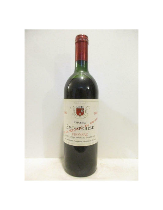 1986 - fronsac - château escotebise (capsule abîmée) - rouge - bordeaux - Just Wines 