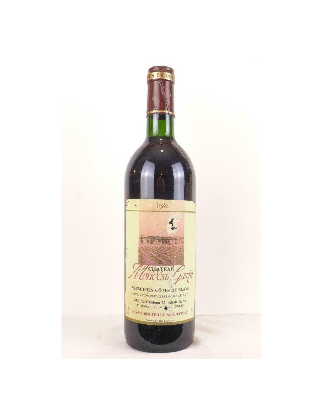 1986 - premières côtes de blaye - château mondésir-gazin (étiquette abîmée) - rouge - bordeaux - Just Wines 