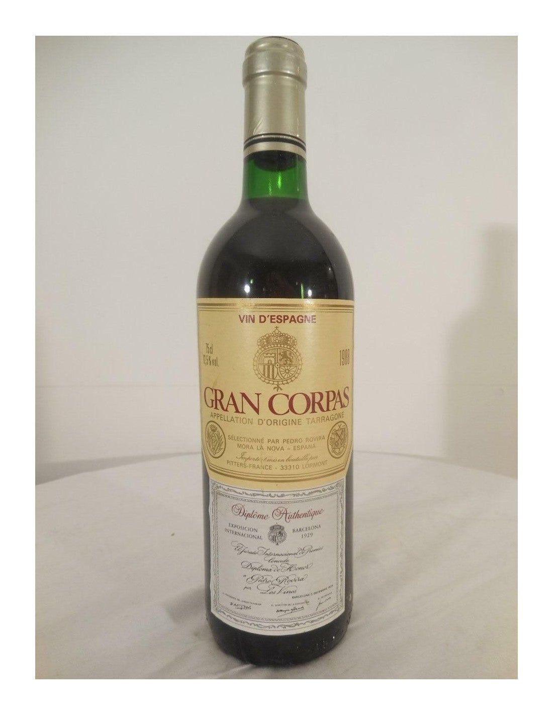 1988 - - gran corpas - rouge - tarragone Espagne - Just Wines 