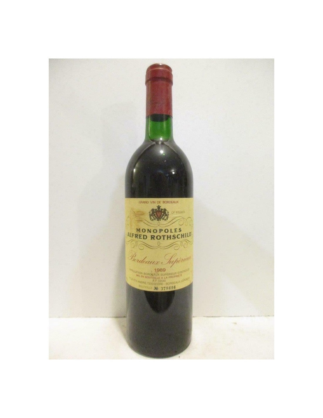 1989 - bordeaux supérieur - monopoles alfred rothschild - rouge - bordeaux - Just Wines 