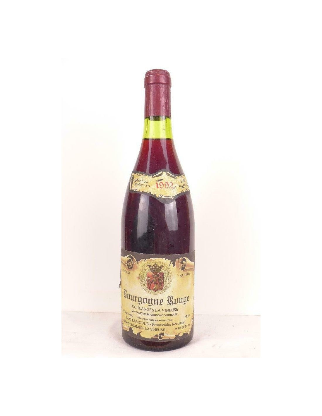 1992 - coulanges la vineuse - earl lemoule - rouge - bourgogne - Just Wines 