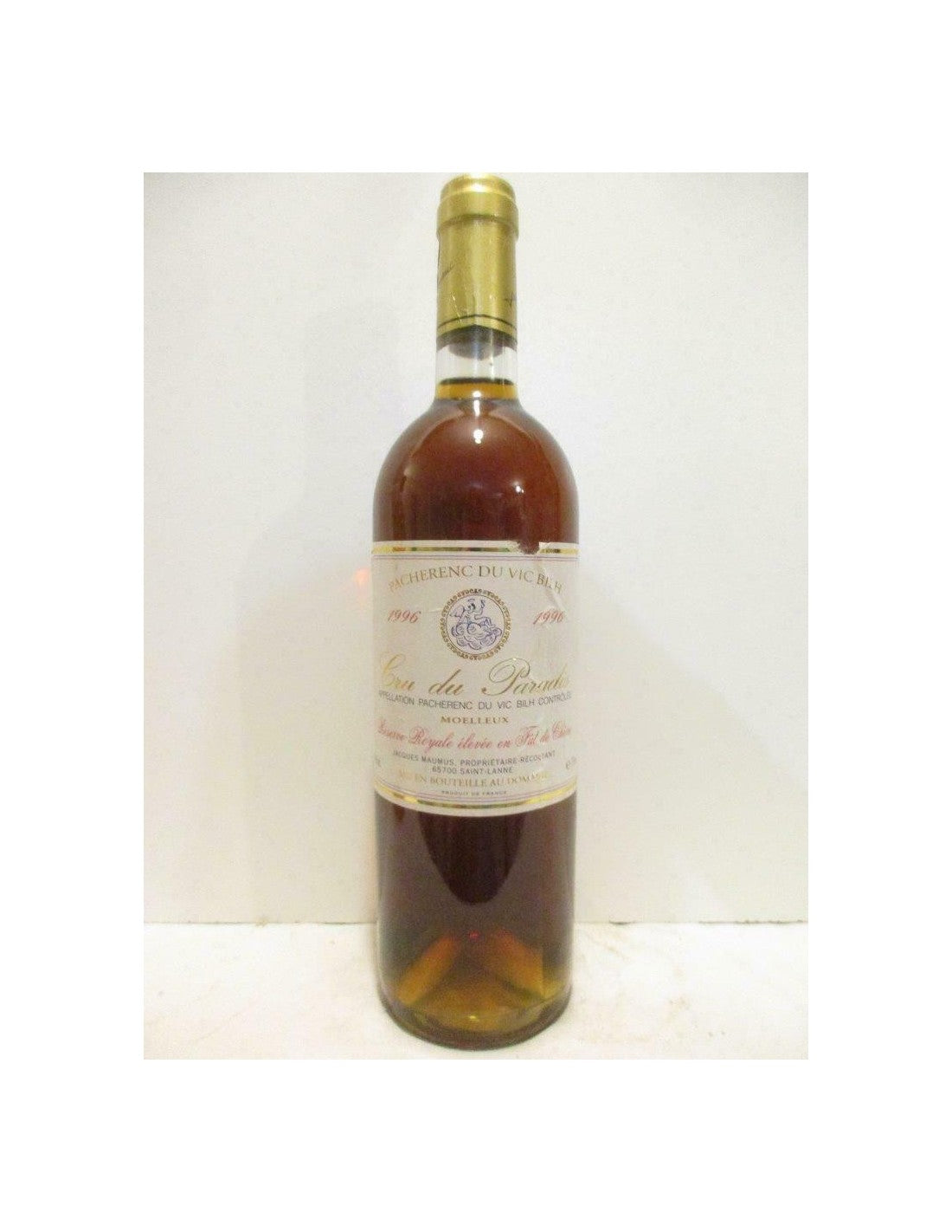 1996 - pacherenc - cru du paradis réserve royale fût de chêne - moelleux - sud-ouest - Just Wines 