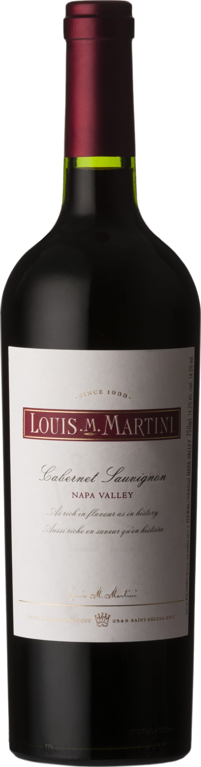 Louis M Martini Napa Valley Cabernet Sauvignon 2019 75cl - Just Wines 