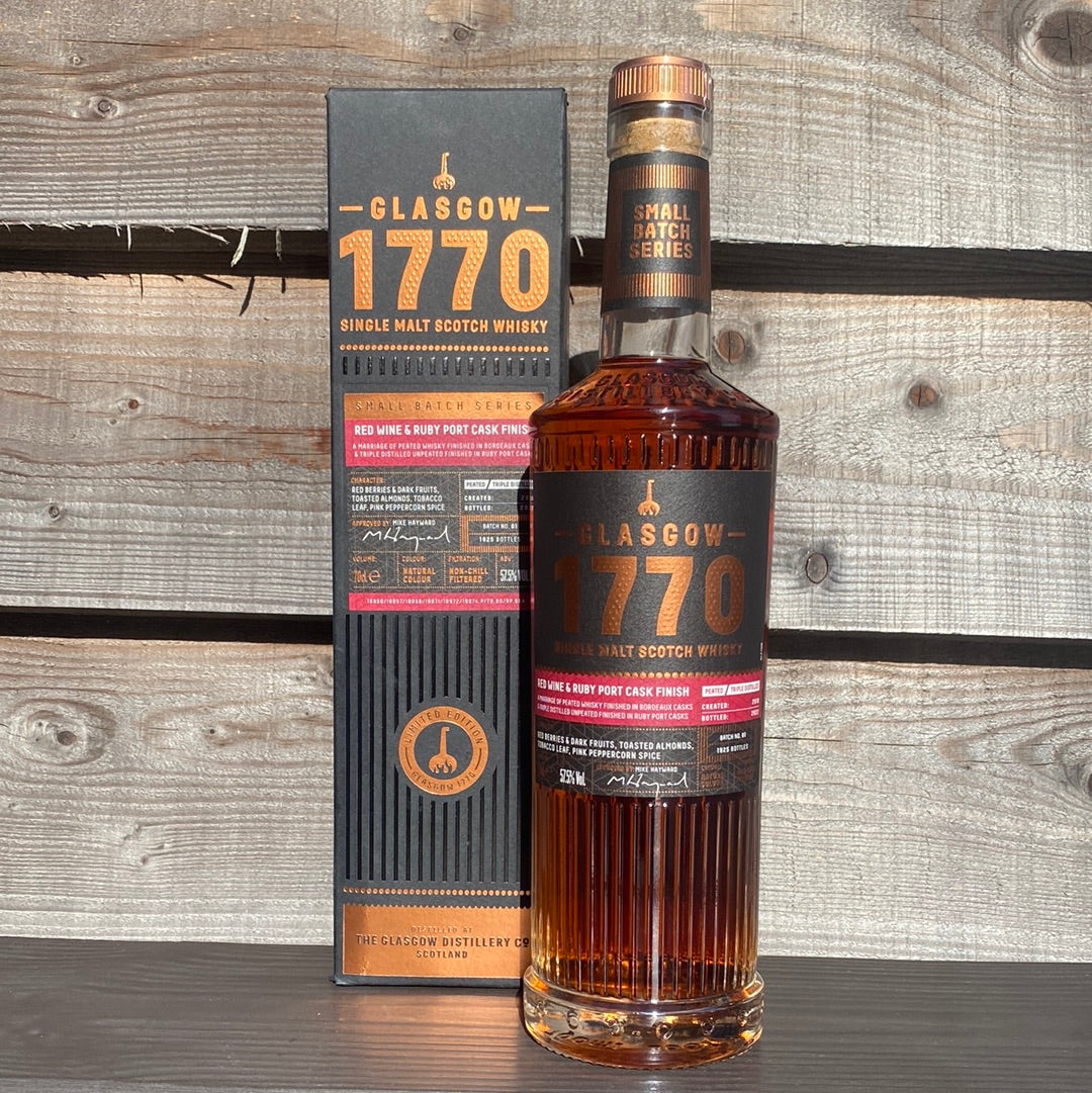 Glasgow 1770 Red Wine & Ruby Port Cask Finish 70cl 57.5% - Just Wines 