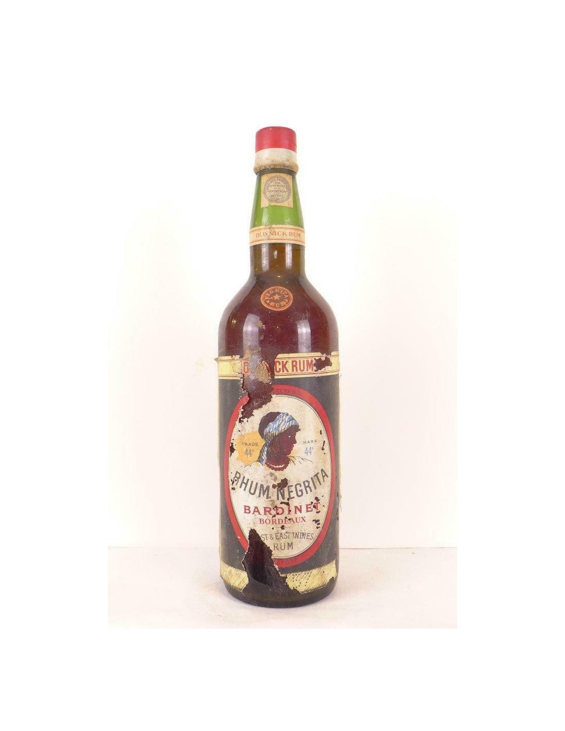 années 50 - rhum - negrita bardinet (non millésimé années 1950 à 1960 étiquette déchirée) 100 cl - alcool - west and east Indes - Just Wines 