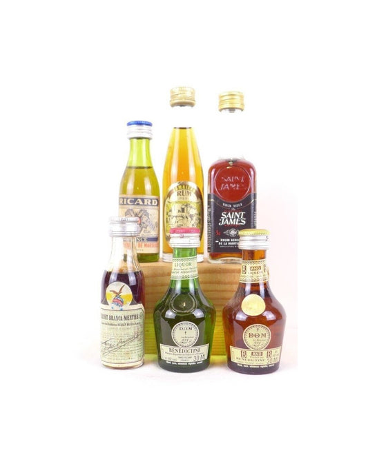 années 70 - alcools divers - lot de 6 mignonettes divers producteurs rhum ricard benedictine etc 4 cl - alcool - Just Wines 