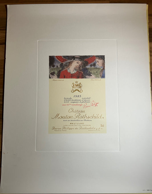 Chateau Mouton Rothschild 1985 Label Lithograph - Just Wines 