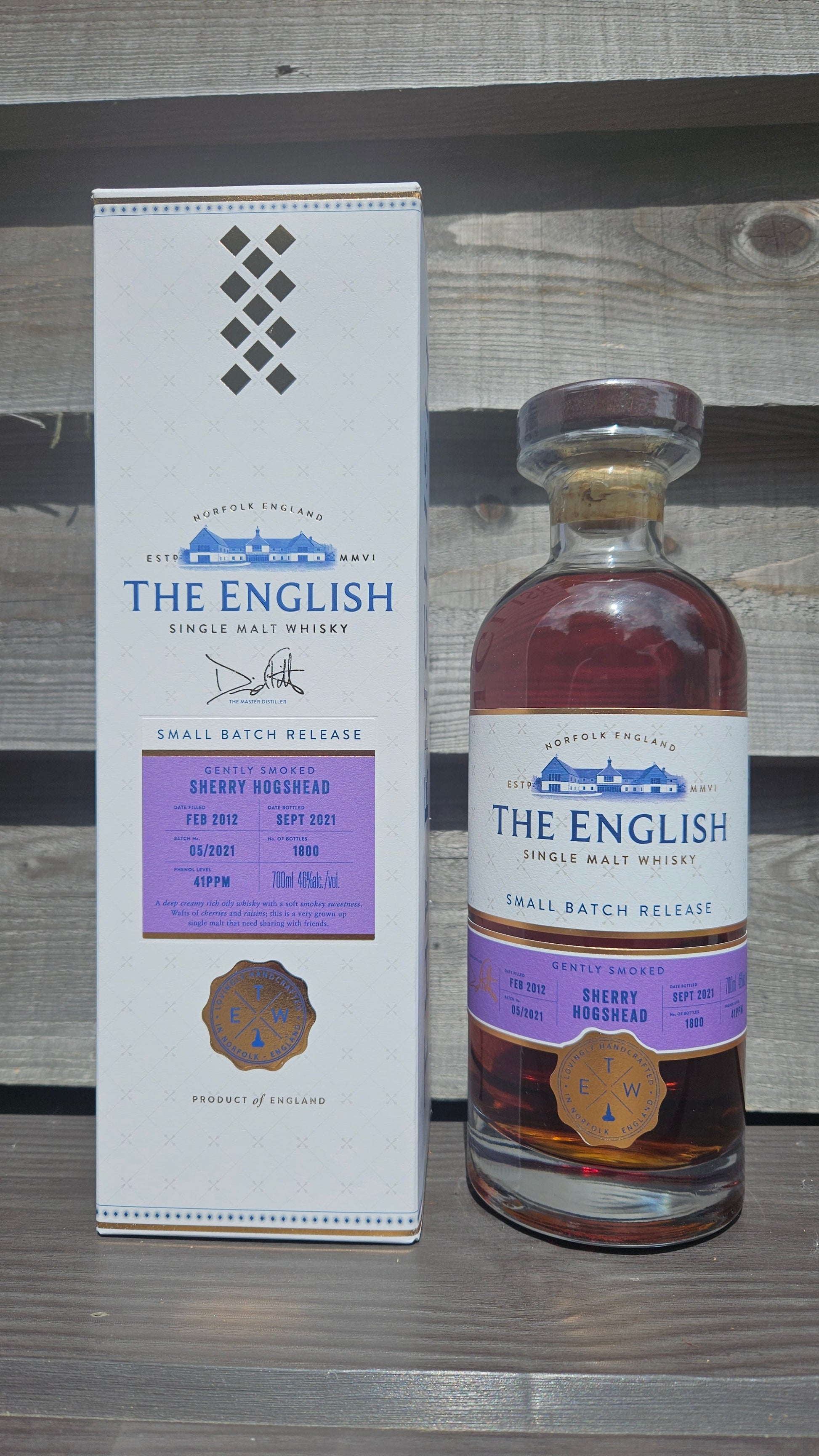 English Gently Smoked Sherry Hogshead Batch 5 70cl 46% - Just Wines 